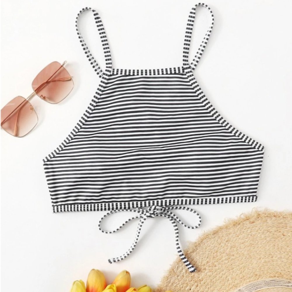Striped Tie Back Bikini Top